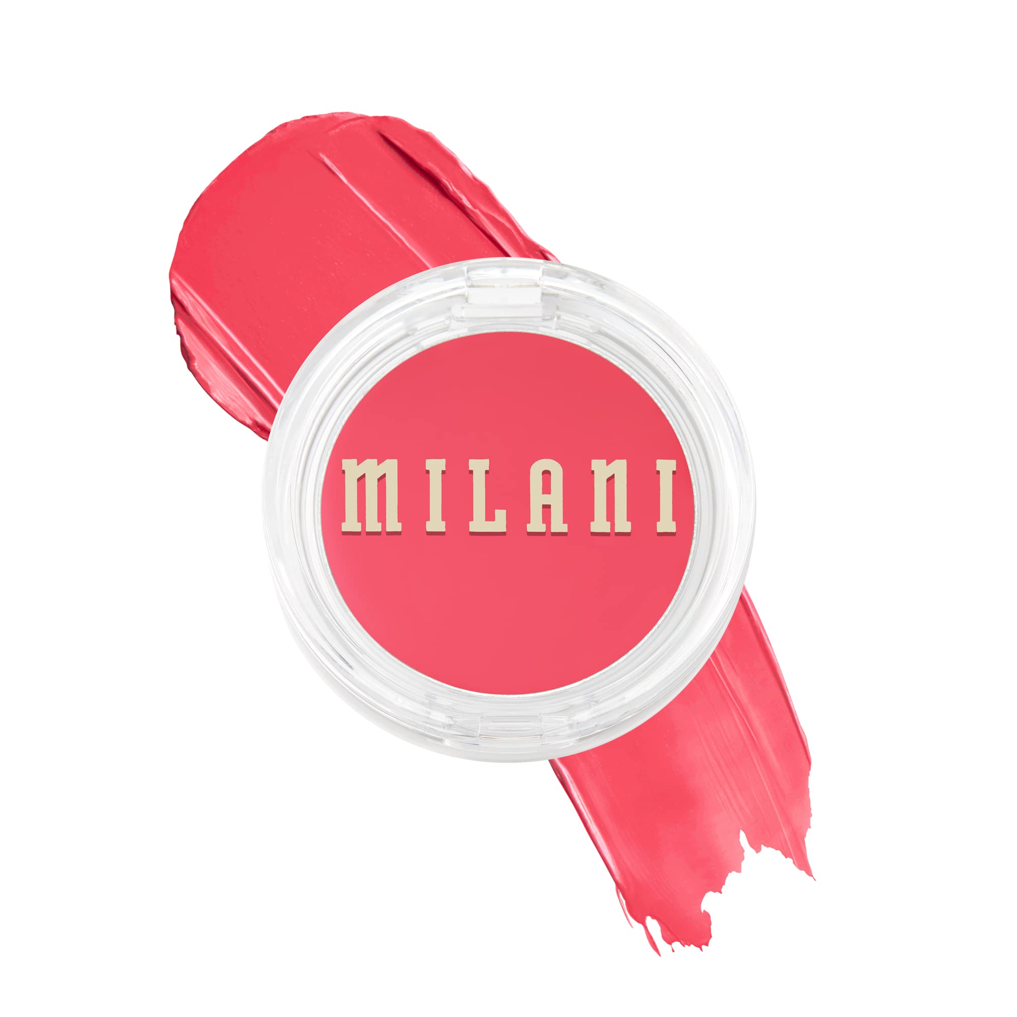 Milani front compact showing Coral Crush shade and product benefit