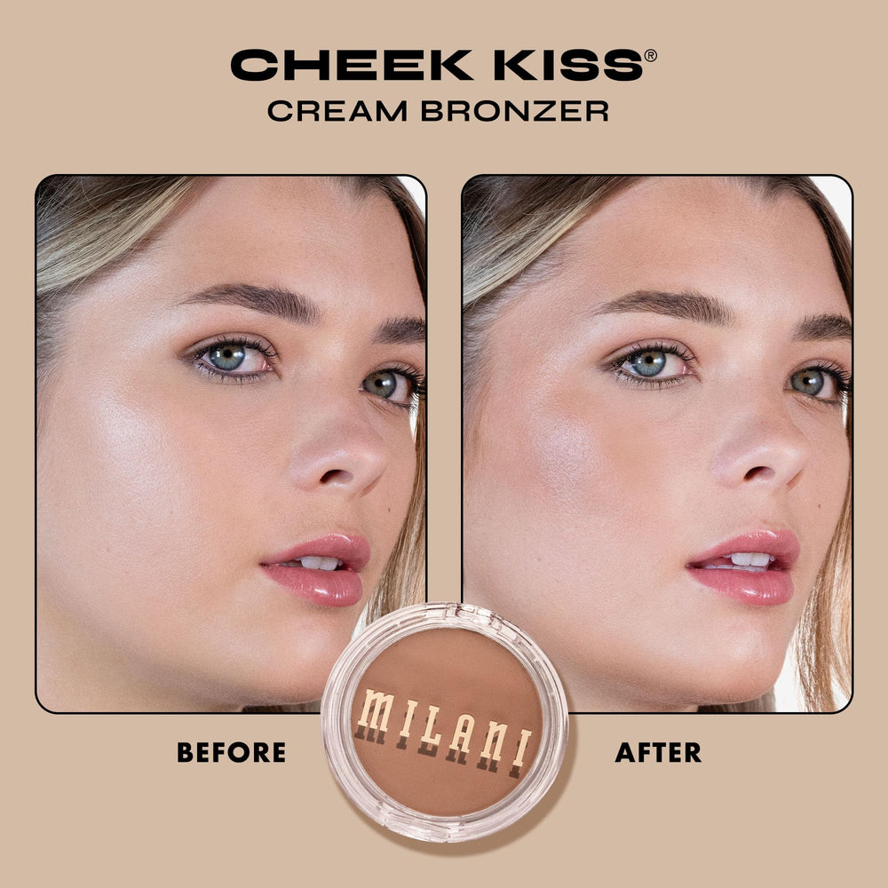 Milani cream bronzer texture swipe showing smooth blendability and natural finish