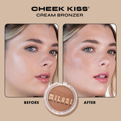 Milani cream bronzer texture swipe showing smooth blendability and natural finish