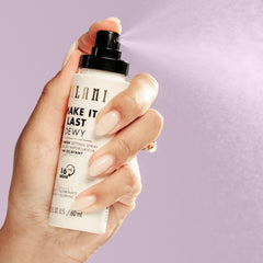Milani dewy spray size comparison with common 2oz objects for scale convenience