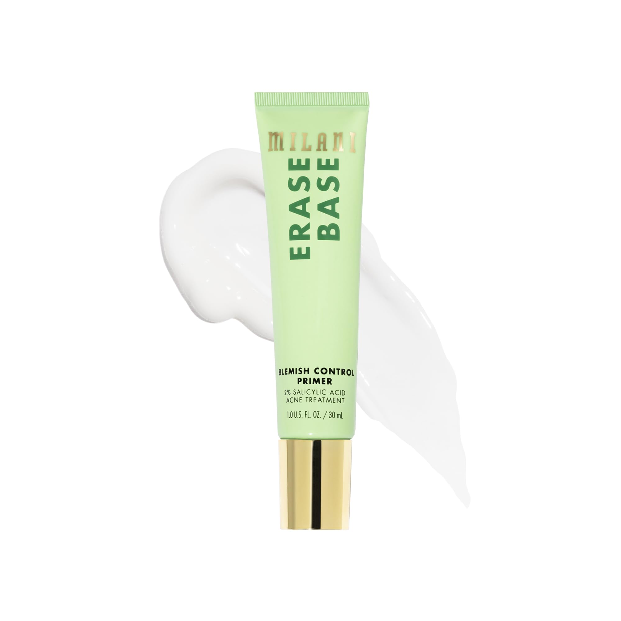 Milani Erase Base front packaging showing bottle and label benefits