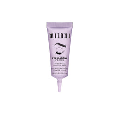 Milani primer applied on eyelid before and after showing crease-proof hold