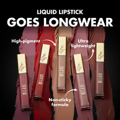 Milani gorgeous swatch on arm displays color payoff for shade selection