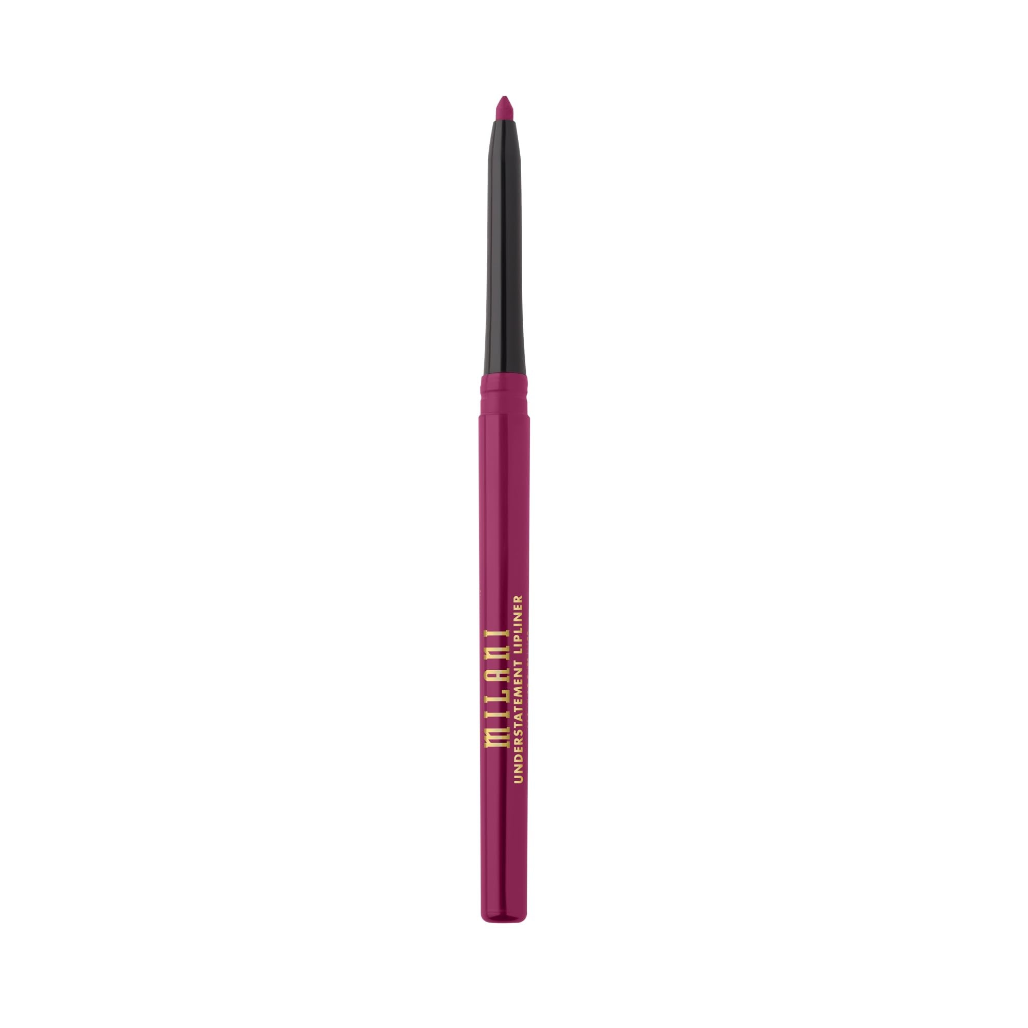 Milani lip pencil inside makeup bag showing compact size for travel-friendly touch-ups
