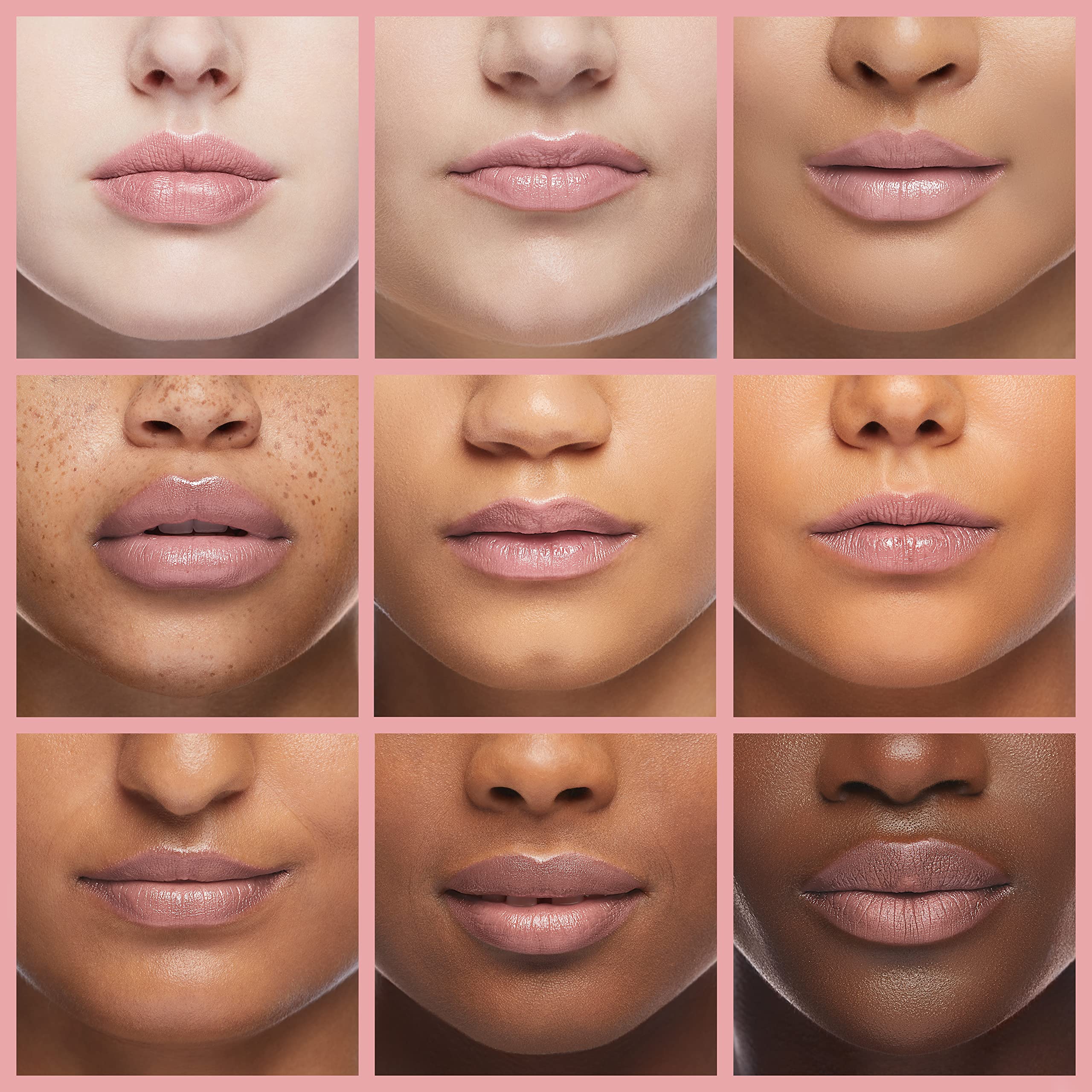 Milani on-model closeup lips displaying fuller-looking shine and natural enhancement benefit