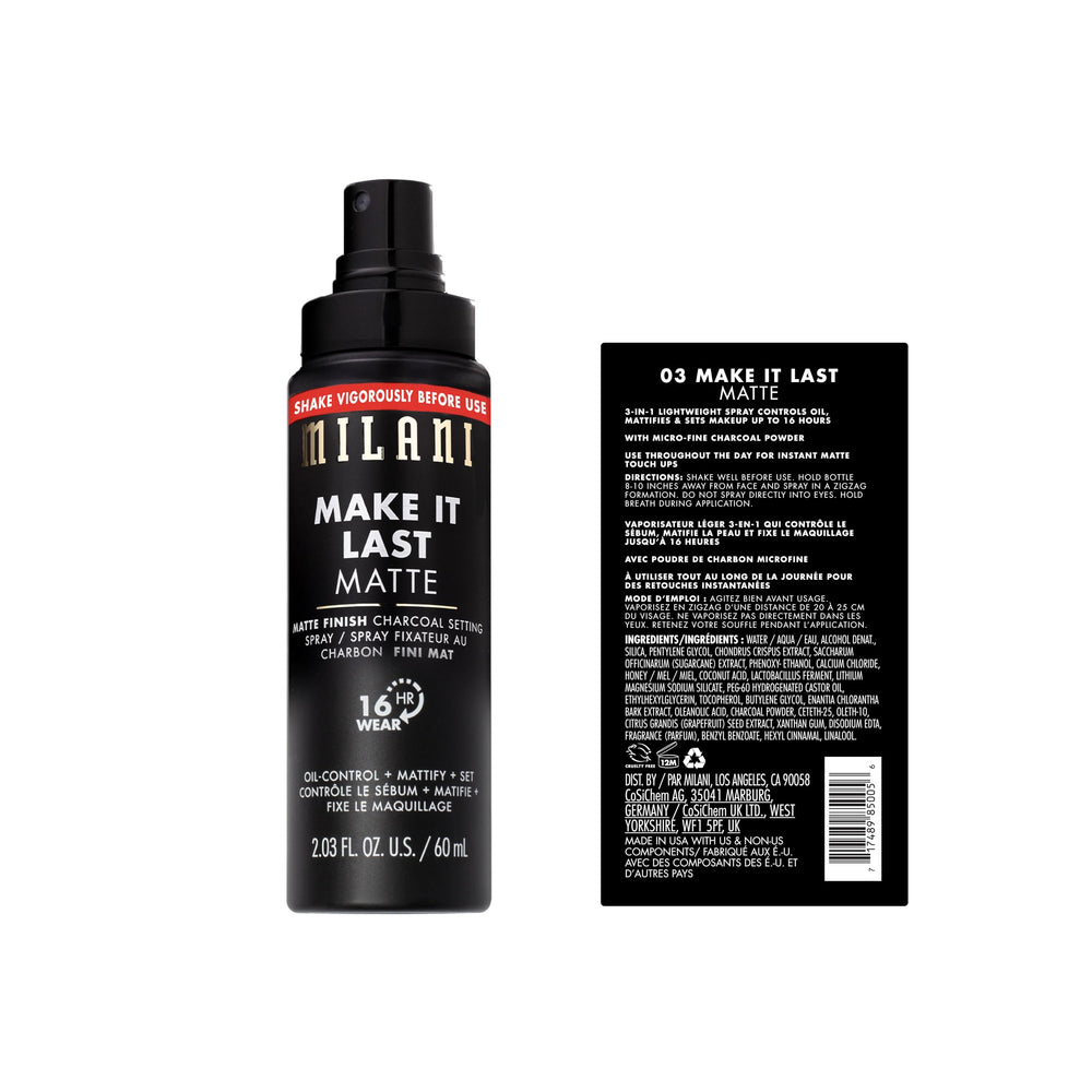 Milani spray nozzle close-up showing mist texture for even application