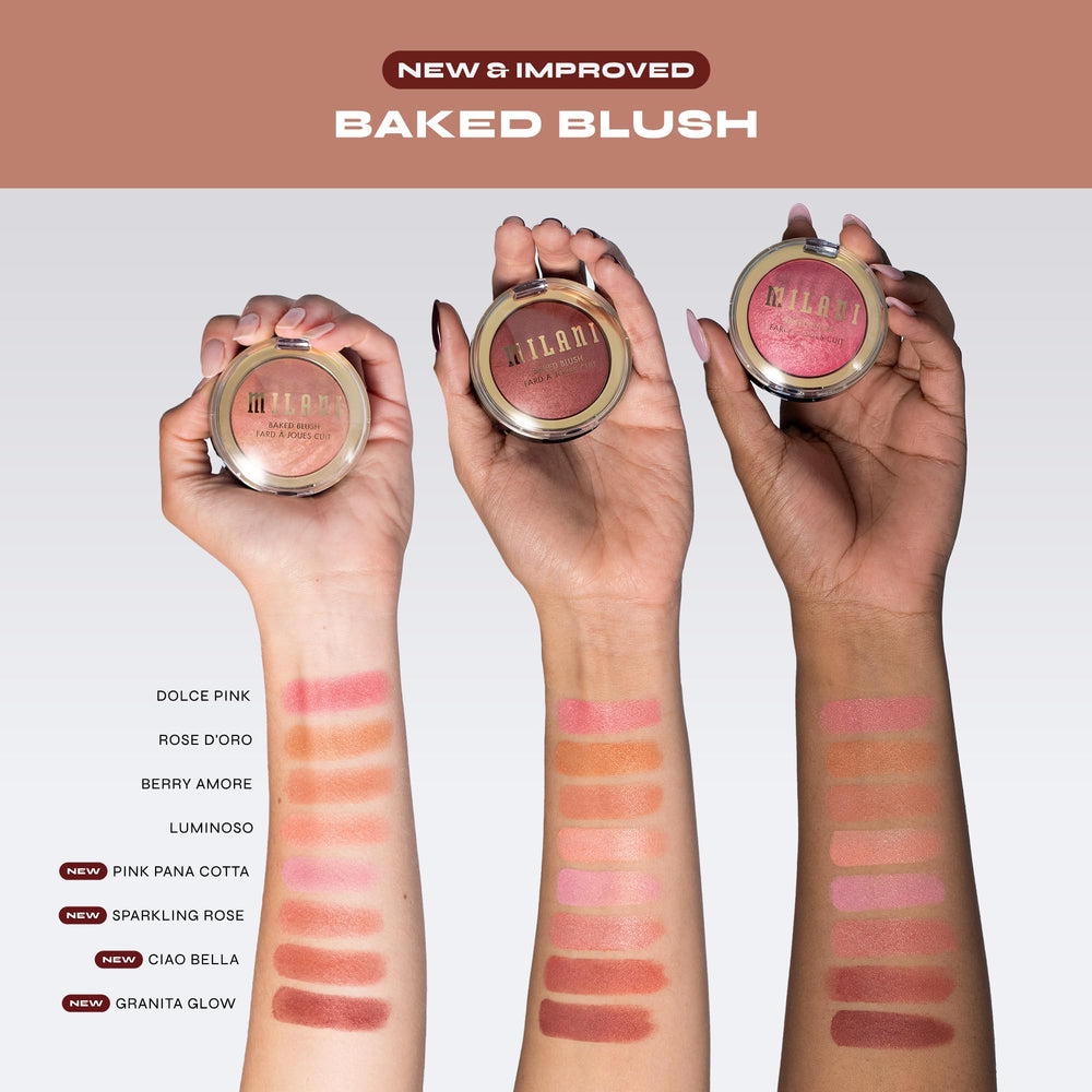 Milani pan side angle revealing shimmer particles and satin finish