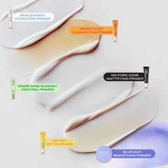 Milani primer before and after split view showing visible pore minimization