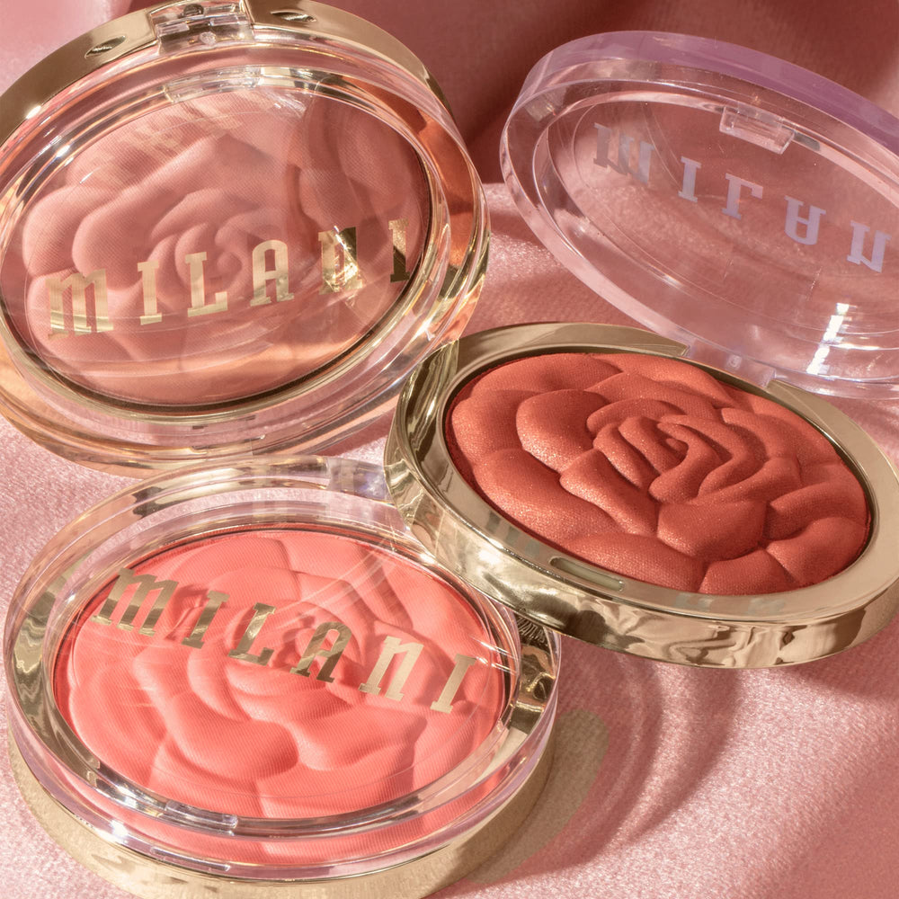 Milani Romantic Rose cheek before and after illustrating natural rosy enhancement