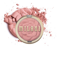 Milani Romantic Rose compact front showing pressed-petal design and convenience