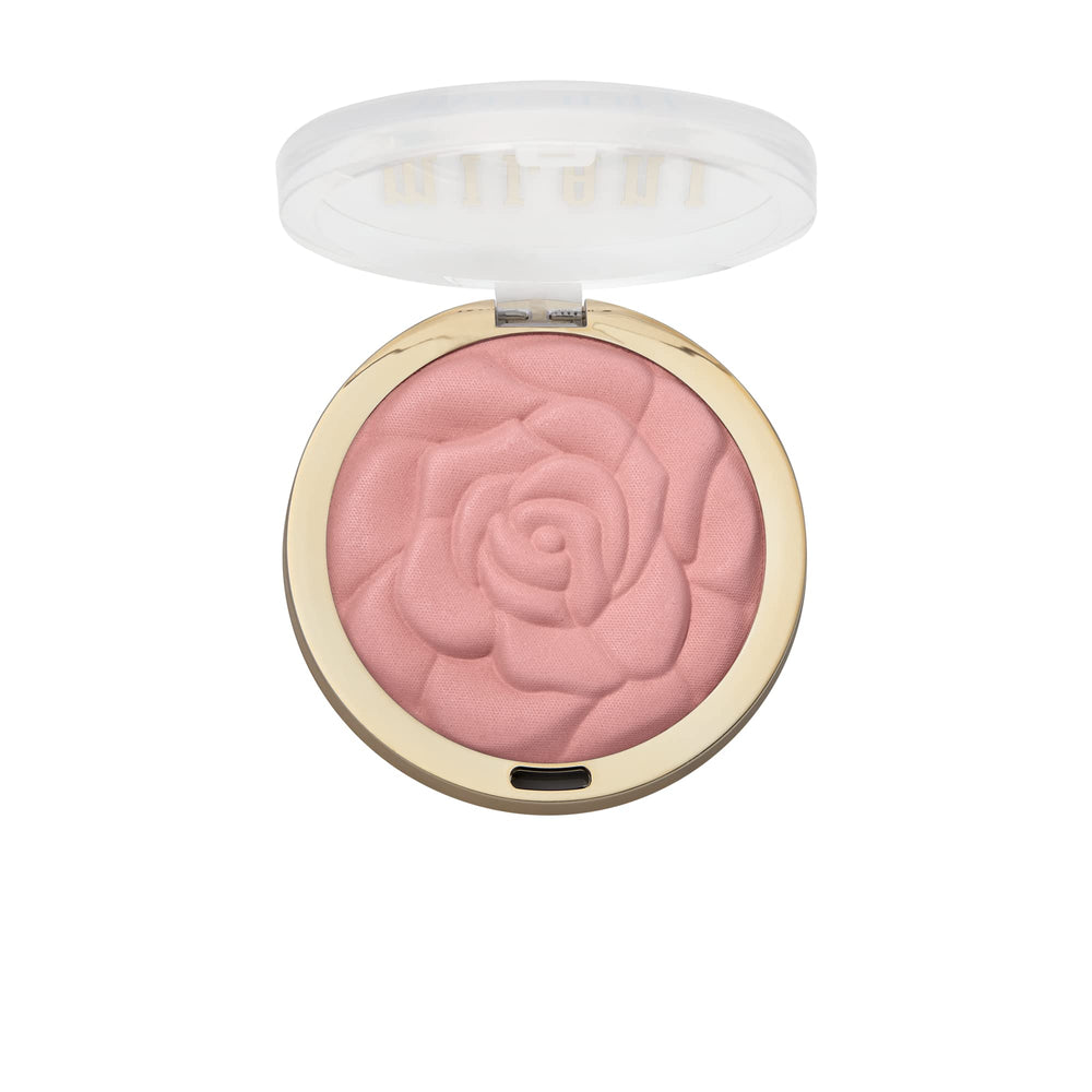 Milani Romantic Rose held in hand to show compact size and travel-friendly benefit