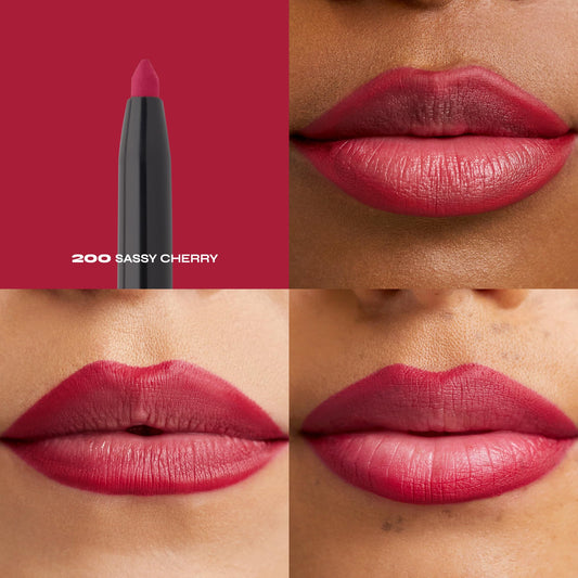 Milani lipliner Sassy Cherry close-up tip revealing creamy texture for smooth application