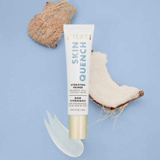 Milani Skin Quench texture close-up on fingertip, demonstrates smooth hydrating gel benefit