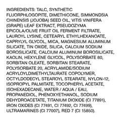 Milani packaging label close-up showing shade name and cruelty-free ingredient transparency benefit