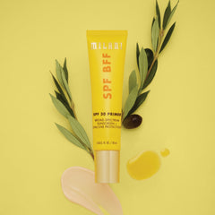 Milani primer texture close-up demonstrating lightweight smooth finish
