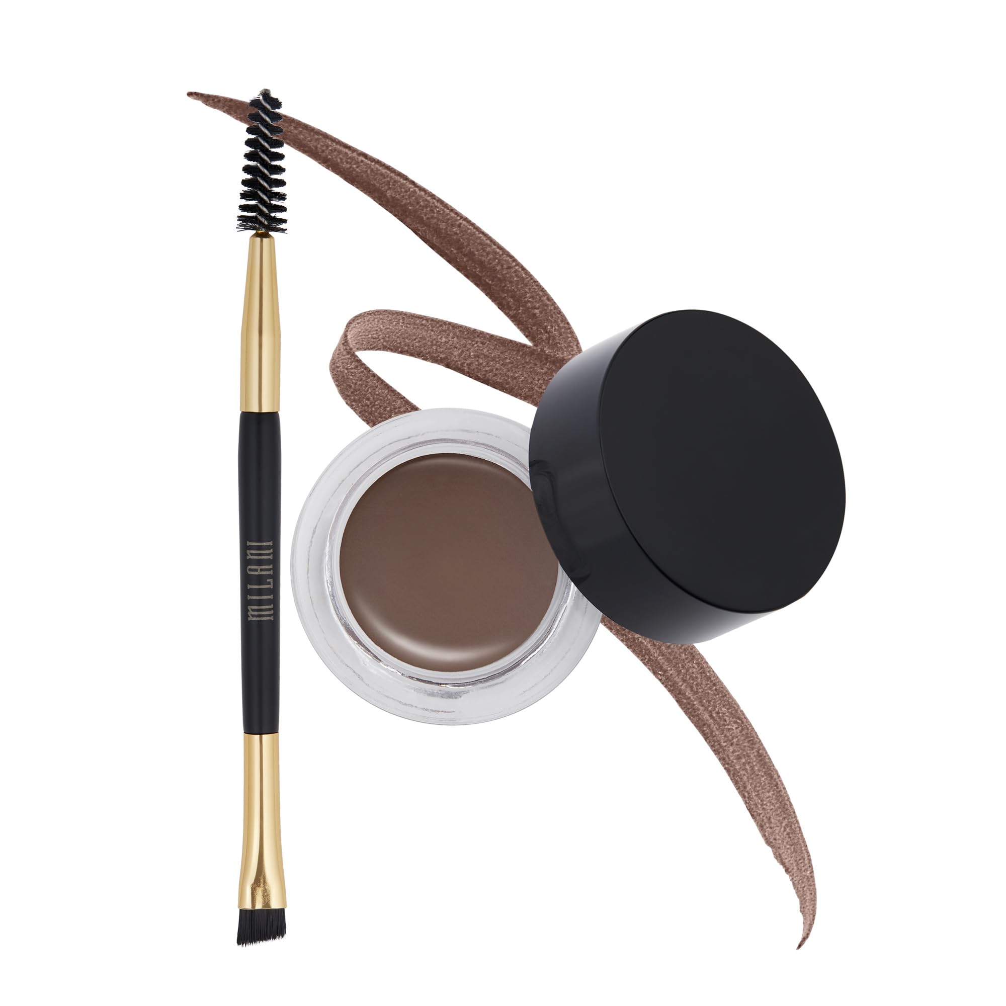 Milani packaging front view showing compact brow color and shade