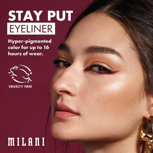 Milani Stay Put texture close-up shows creamy tip delivering smooth, high-pigment application