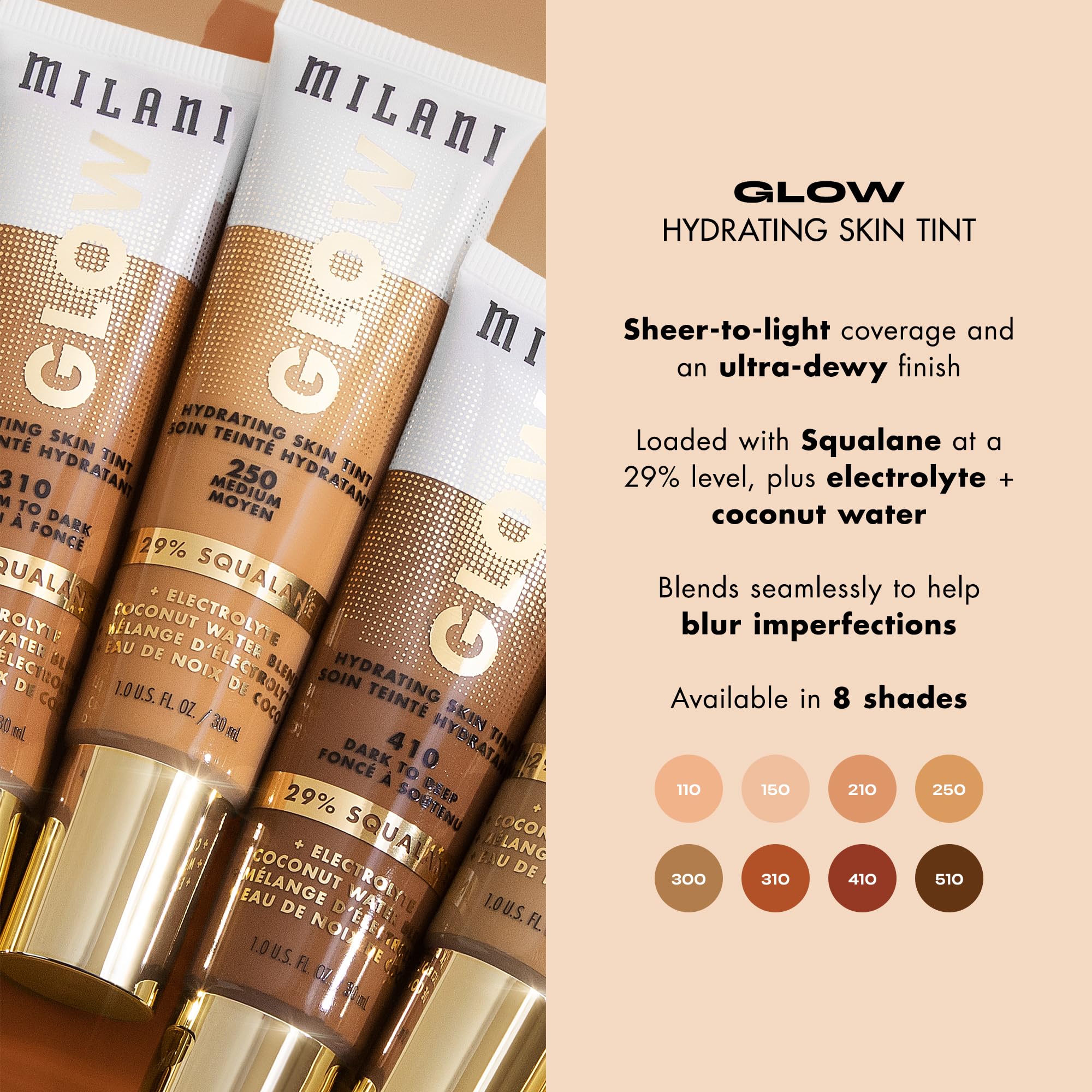 Milani swatches on arm showing medium to dark shade range and match