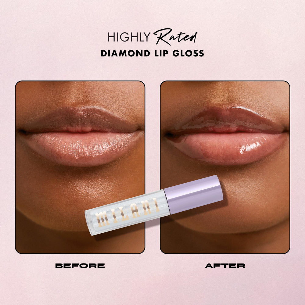 Milani gloss texture swirled on hand showing smooth non-sticky formula benefit