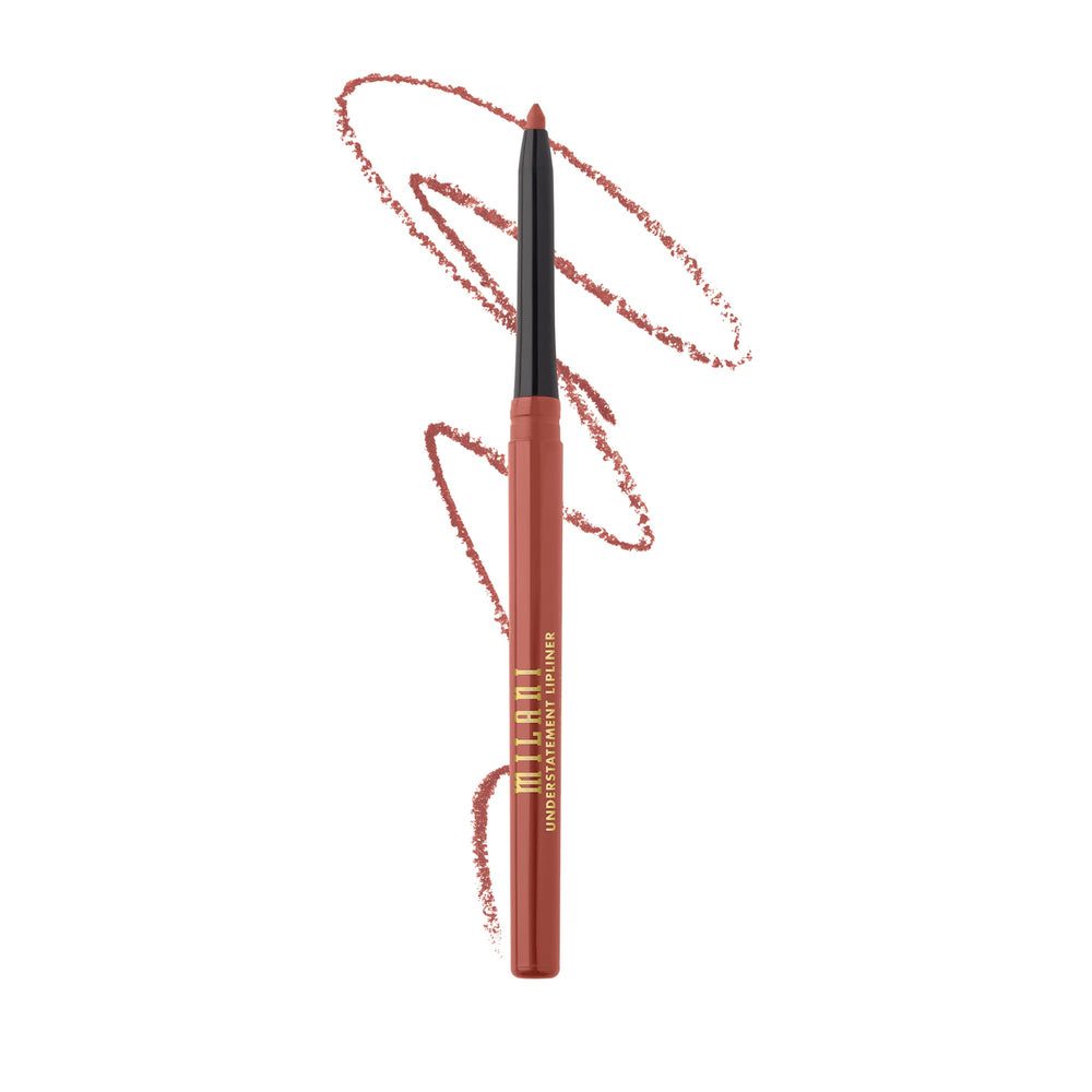 Milani Understatement Lipliner Cinnamon front view showing sleek pencil and product color benefits definition