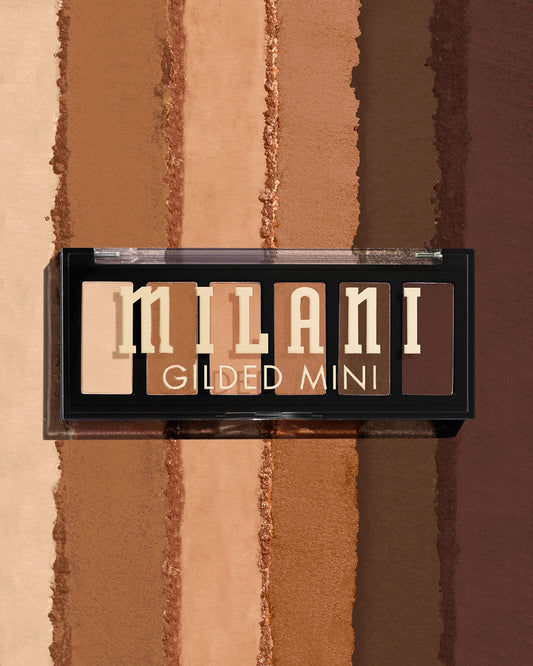 Milani open palette overhead view displaying six matte and shimmer pans for shade pairing