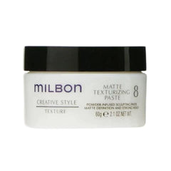 Milbon jar front label showing product name and size, clear salon-grade styling benefits