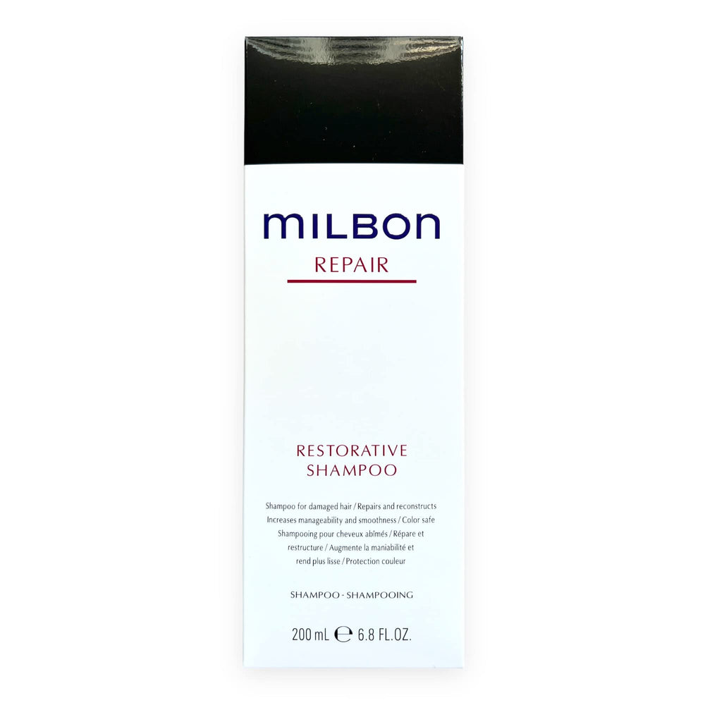 Milbon bottle front view showing label and volume, clear product identity and benefit