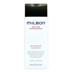 Milbon bottle front view showing label and volume, clear product identity and benefit