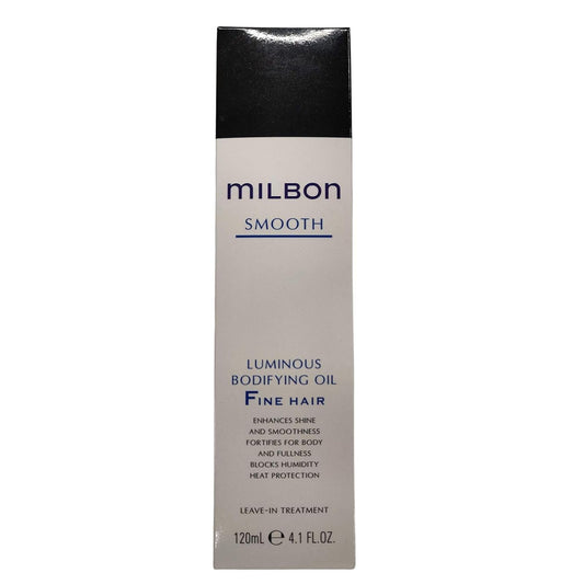Milbon oil texture on hand highlighting lightweight absorption benefit