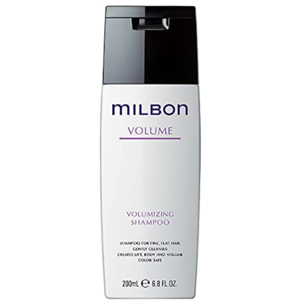 Milbon volumizing shampoo front packaging showing product and size for shelf appeal