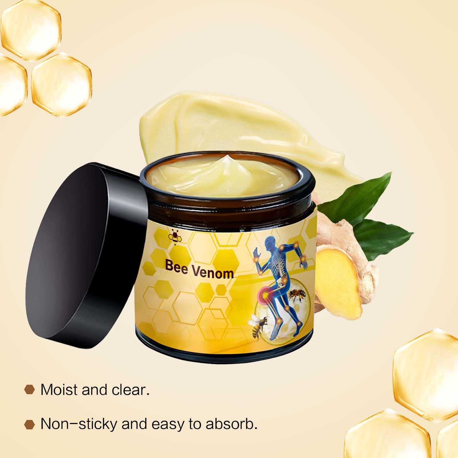 MILEDY gel applied to knee demonstrating fast absorption and non-greasy finish