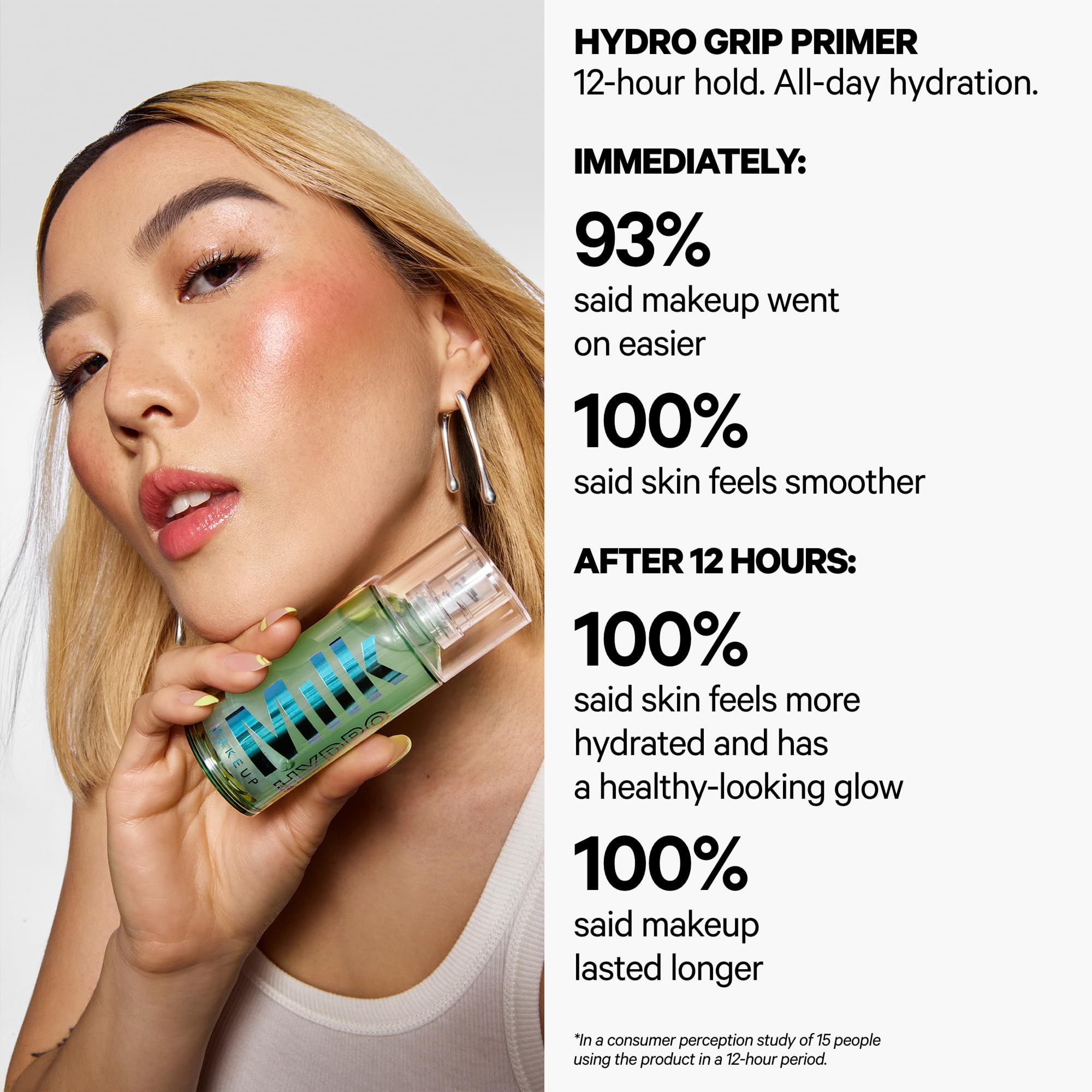 Milk Makeup Hydro Grip pump detail highlighting easy dispensing and control