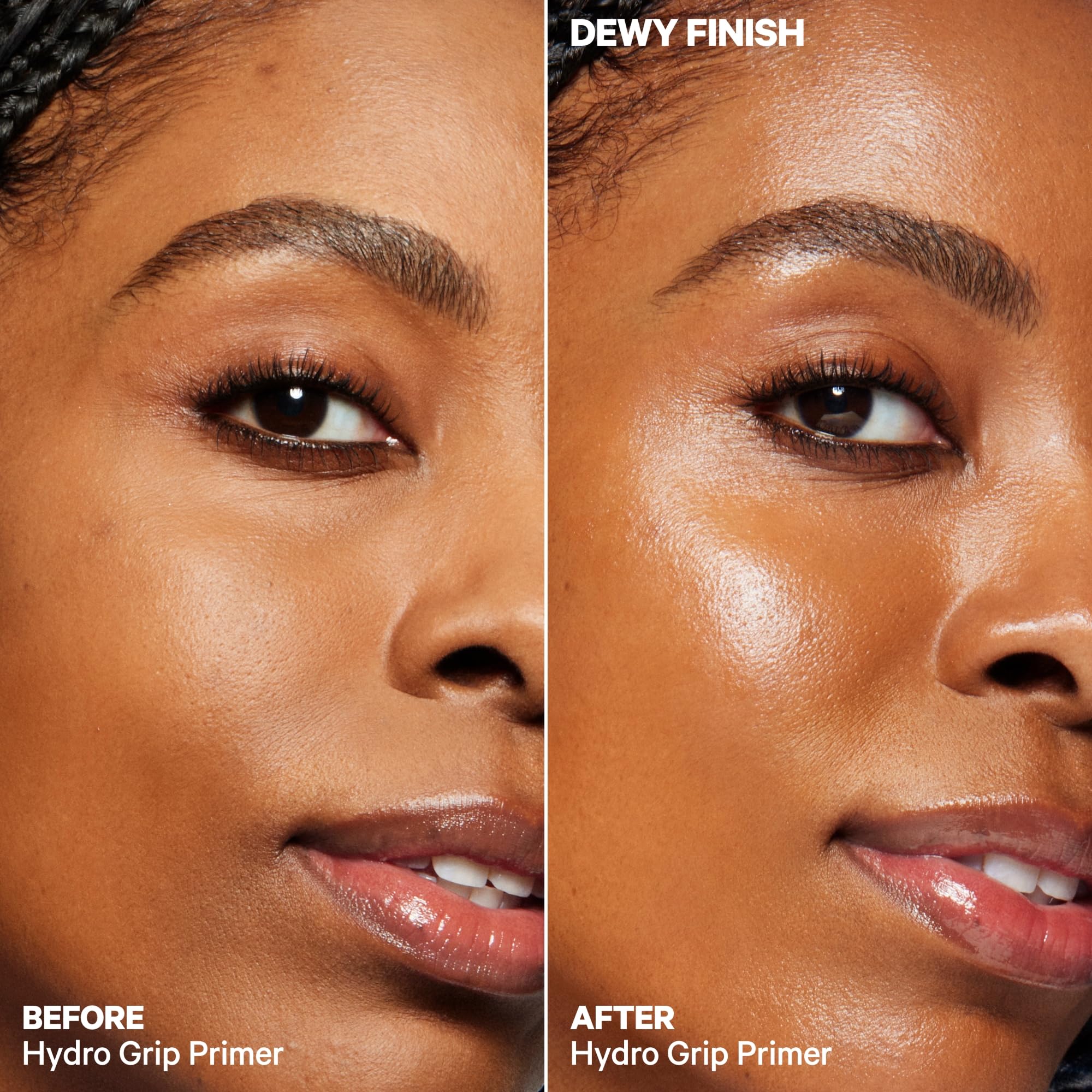 Milk Makeup primer applied under foundation showing smoother base and longer-wear makeup benefit