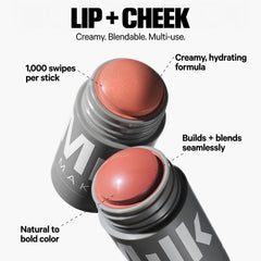 Milk Makeup Lit highlighter shown swiped on skin for luminous glow