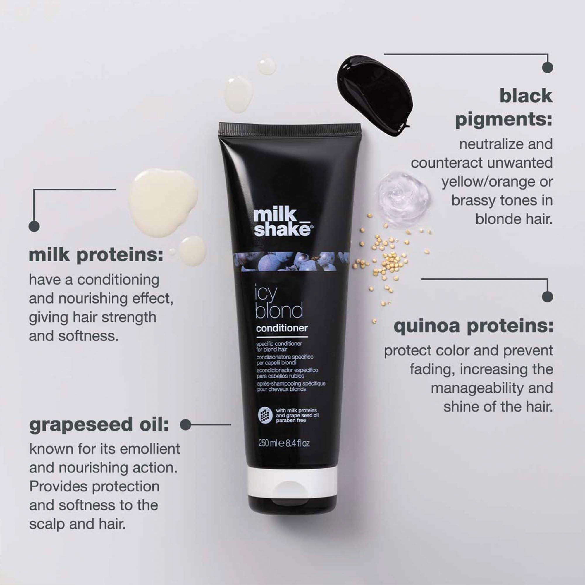milk_shake applying to blonde hair demonstrating detangling and smoothing benefit