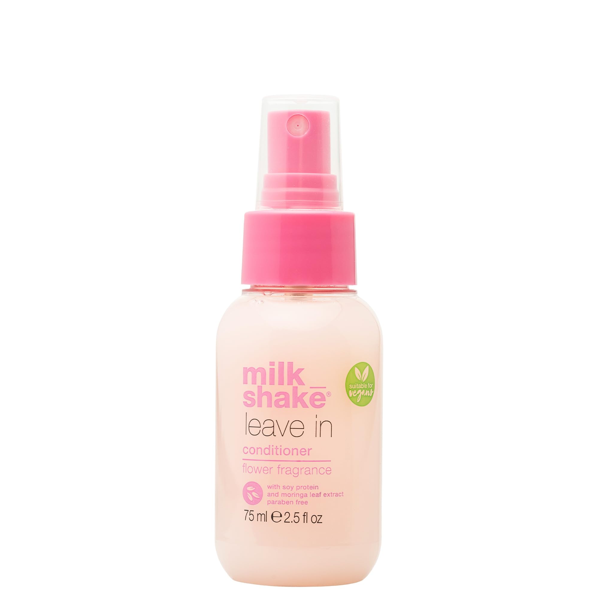 milk_shake front bottle showing flower fragrance and travel-friendly size