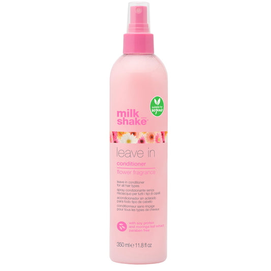 milk_shake front spray bottle showing product and size with clear labeling benefit: quick detangling