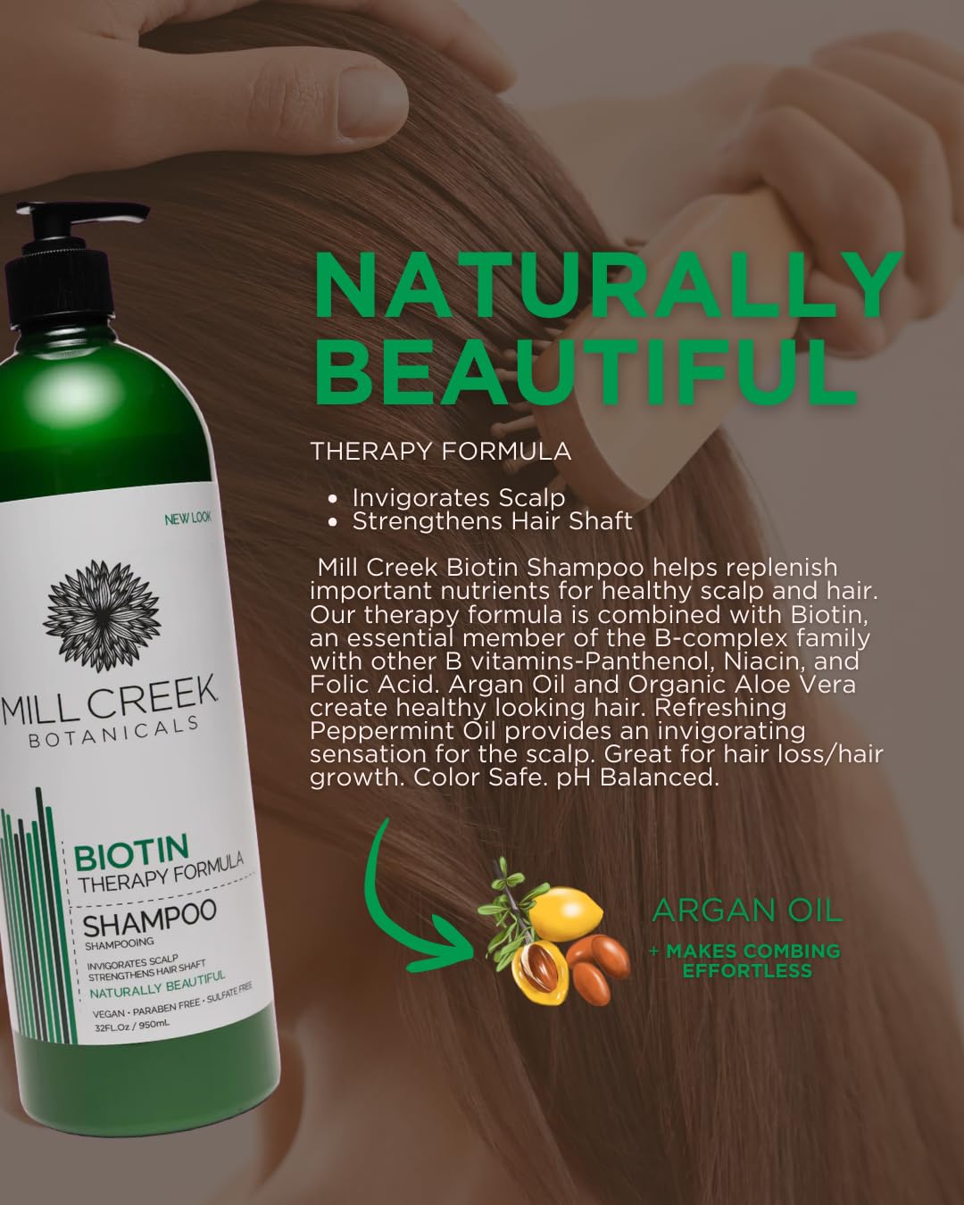 Mill Creek shampoo lather texture demonstrating gentle cleanse