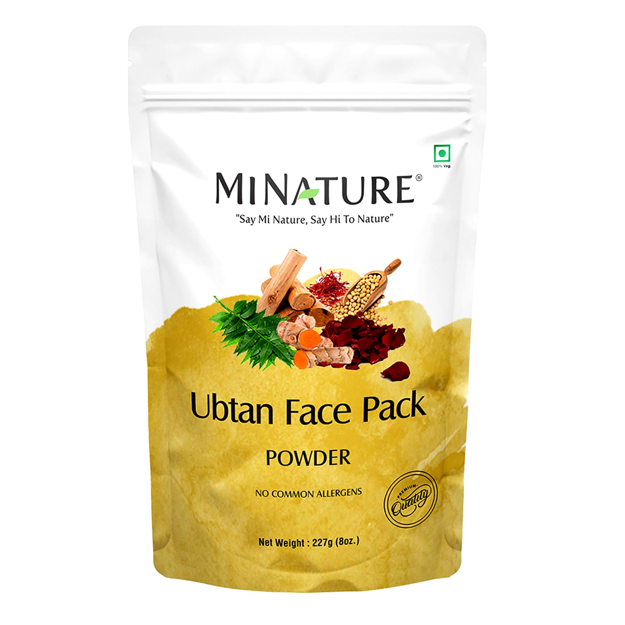 minature pouch front view showing resealable 227g pack and ingredient list benefits