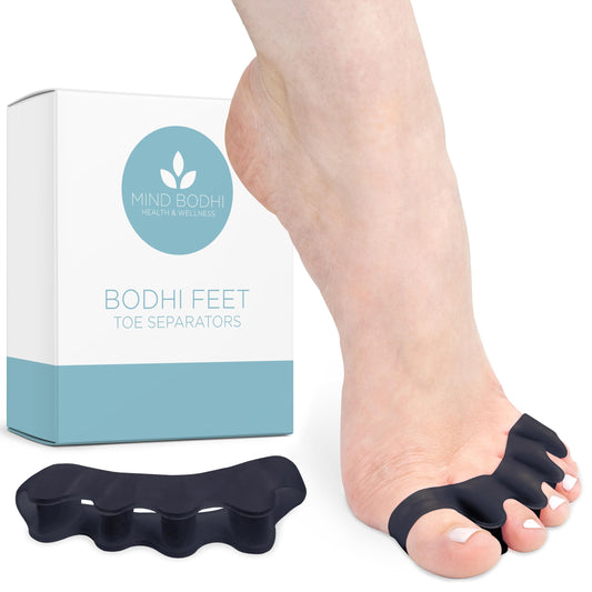 Mind Bodhi front packaging showing black toe separators and product benefits
