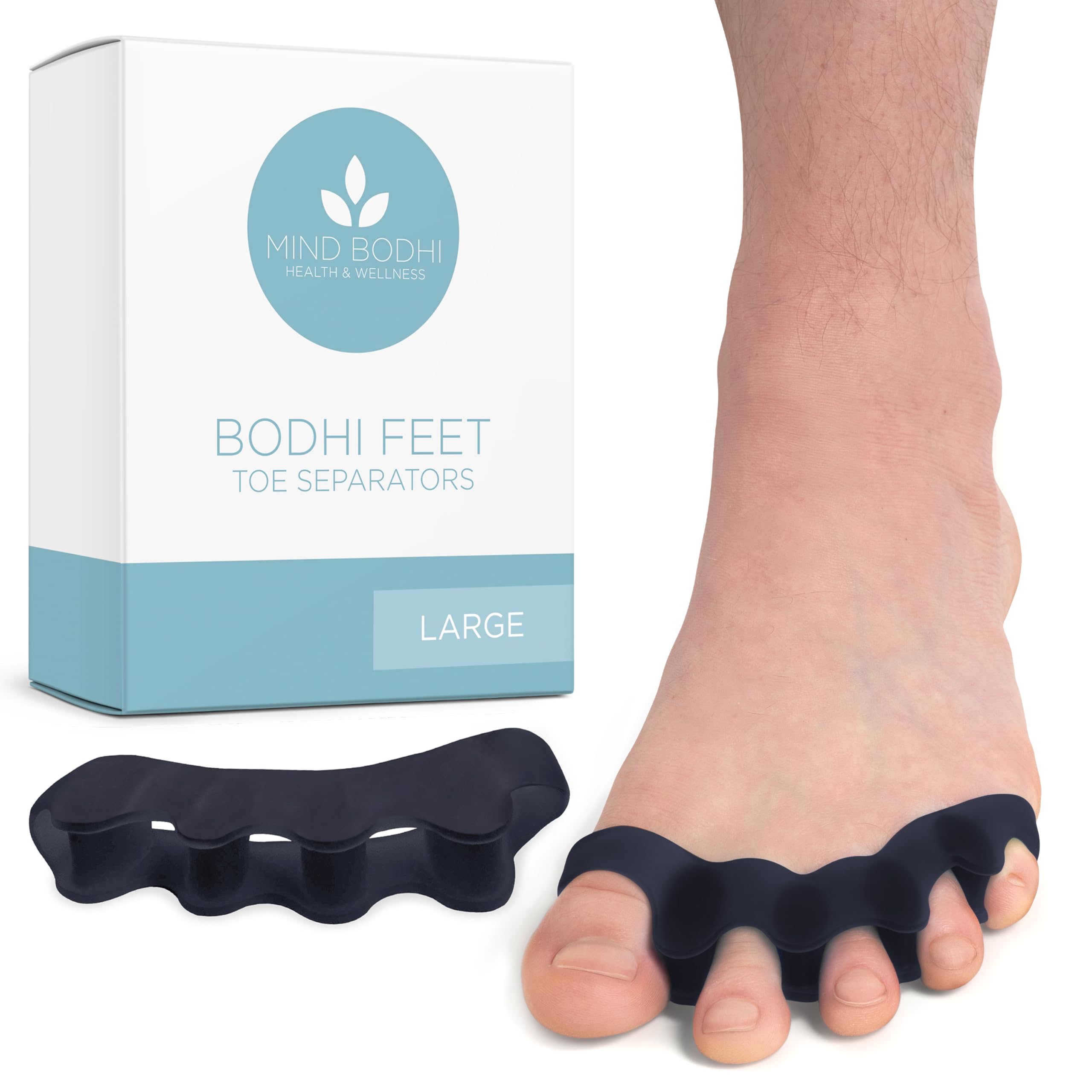 Mind Bodhi large toe separators front view showing fit and shape for comfort