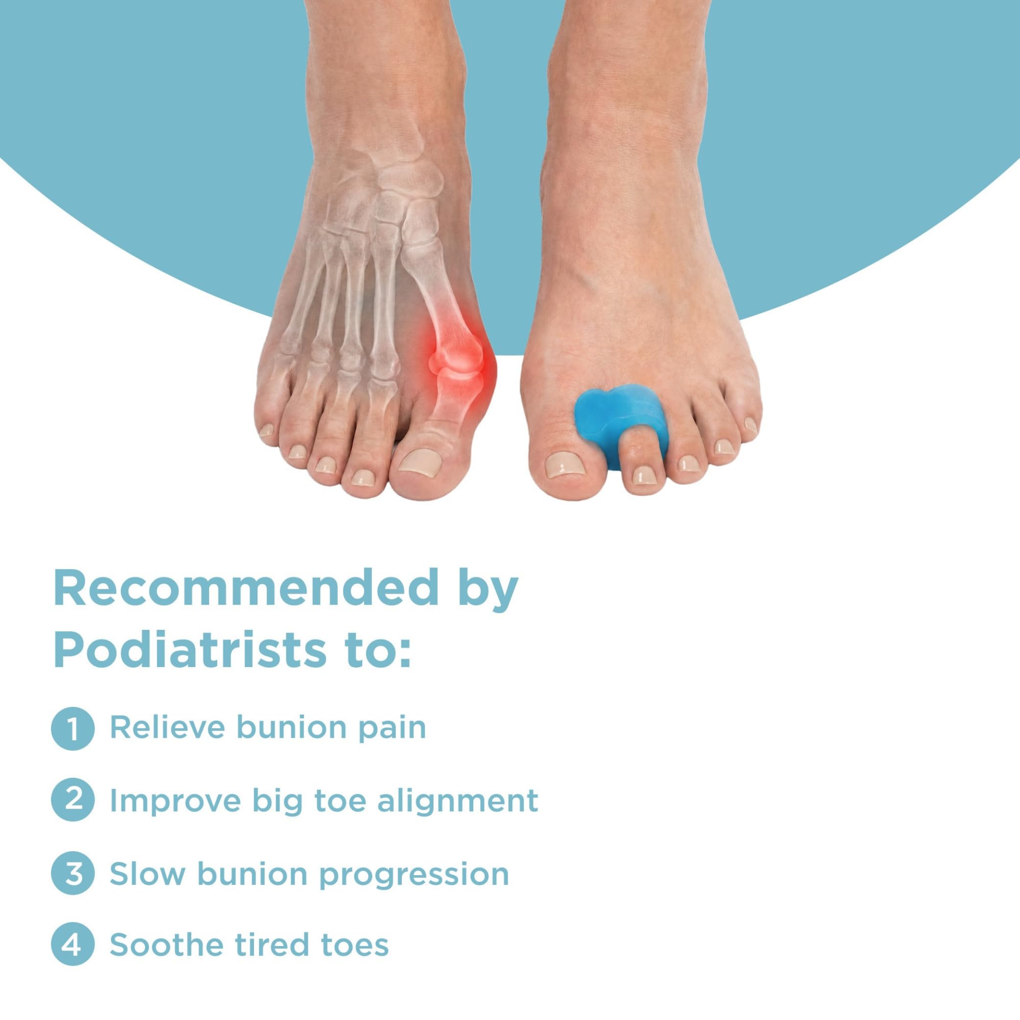 Mind Bodhi toe separator worn with a sock showing discreet daily wear benefit
