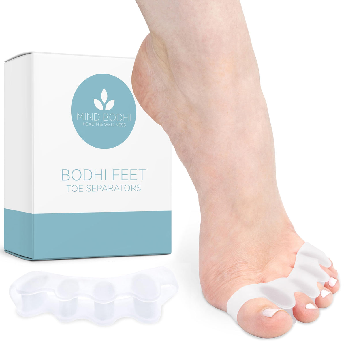 Mind Bodhi toe separators front packaging showing product and brand benefits