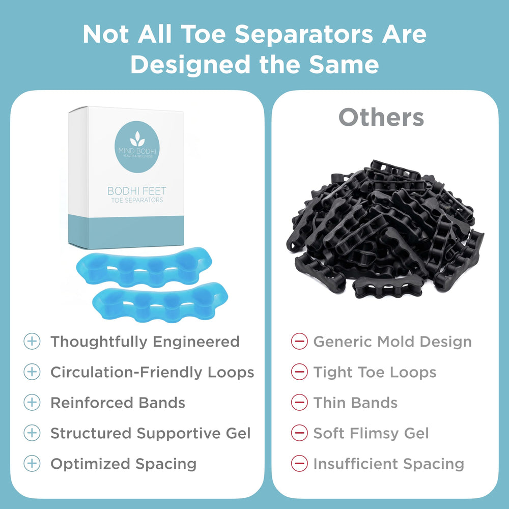 Mind Bodhi toe spacers inside shoe demonstration enabling comfortable wear
