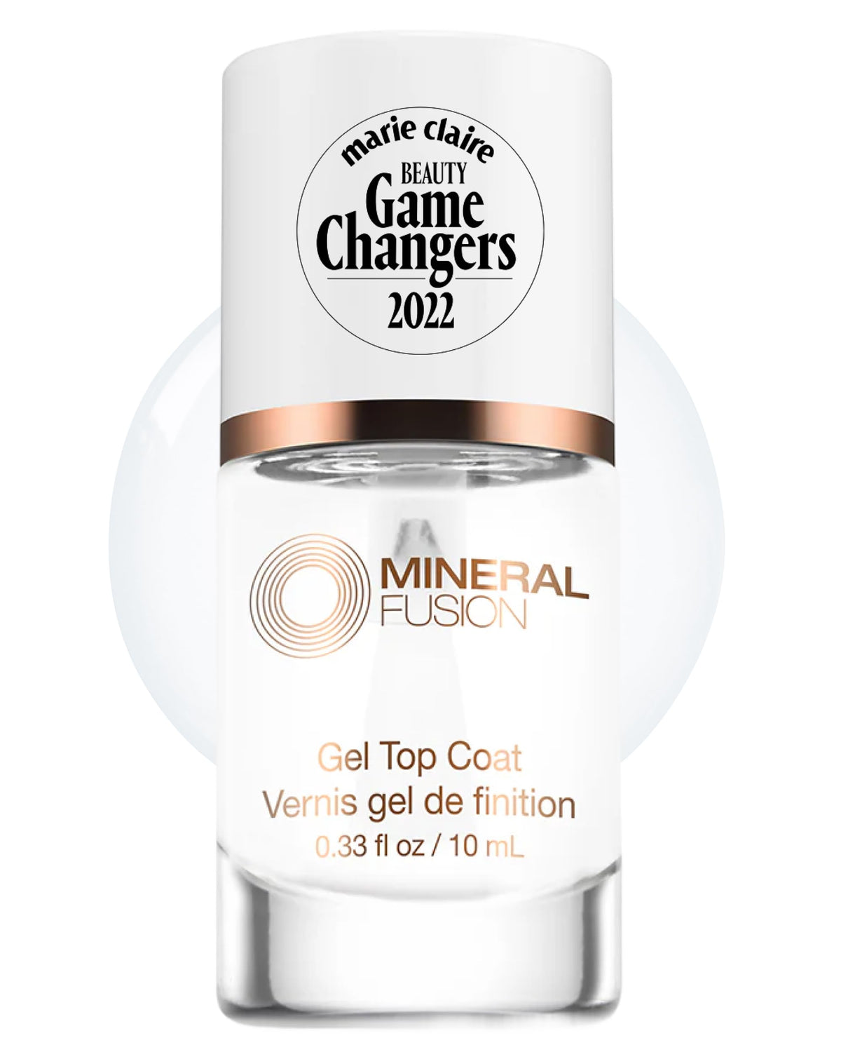 Mineral Fusion front bottle showing product and glossy benefit