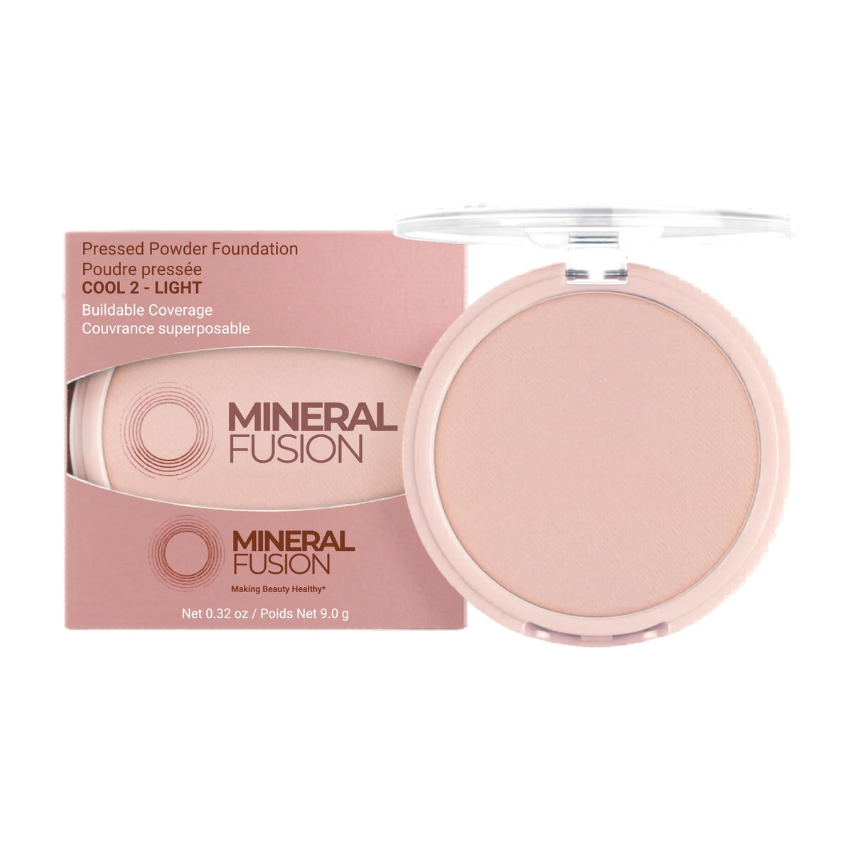 Mineral Fusion compact front view showing shade Cool 2 benefit: easy matte touch-ups