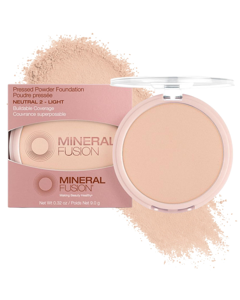Mineral Fusion compact front view showing neutral 2 shade and matte benefit