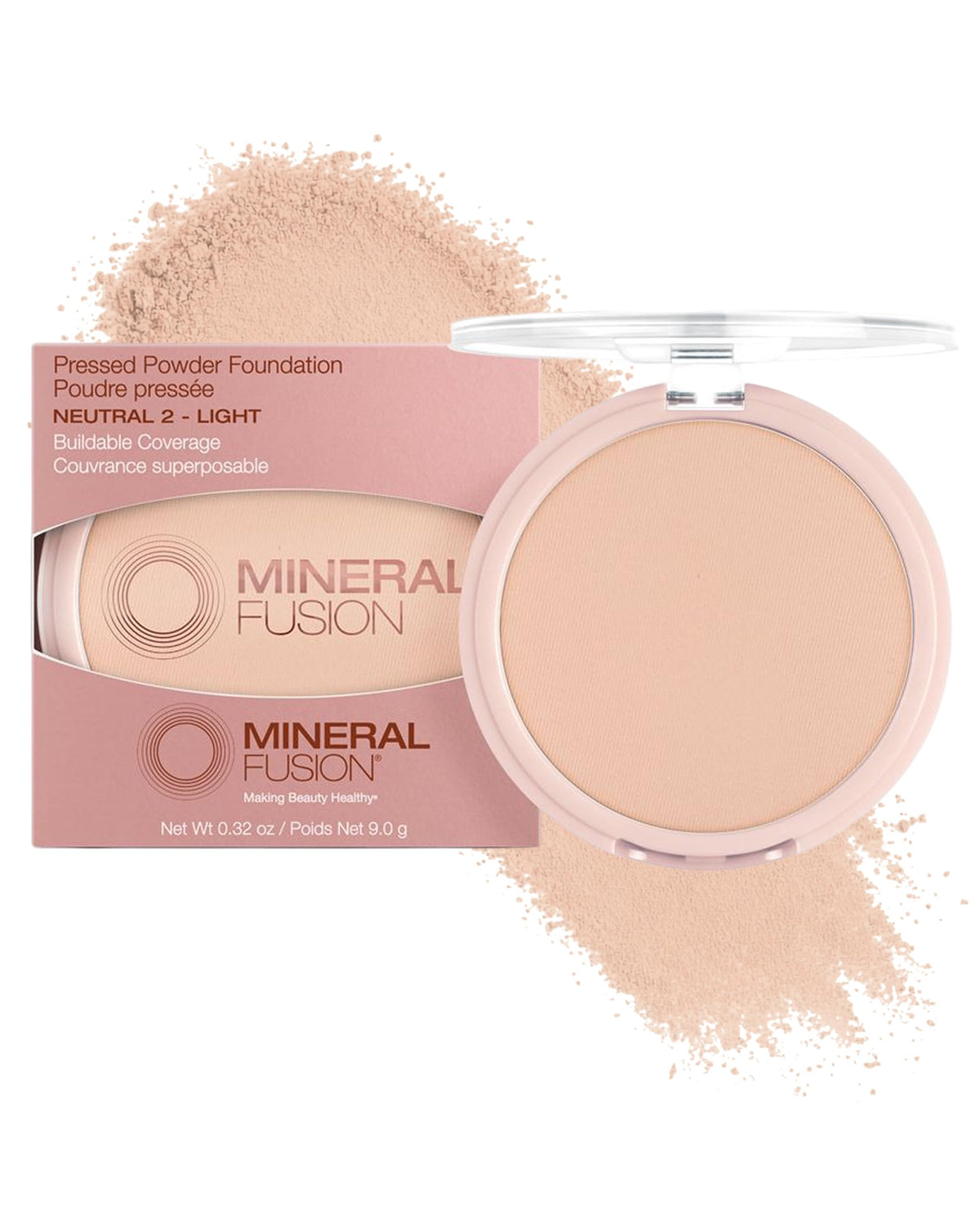 Mineral Fusion compact front view showing neutral 2 shade and matte benefit