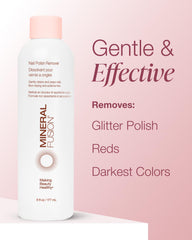Mineral Fusion soaked cotton pad on nail for easy press-and-wipe application