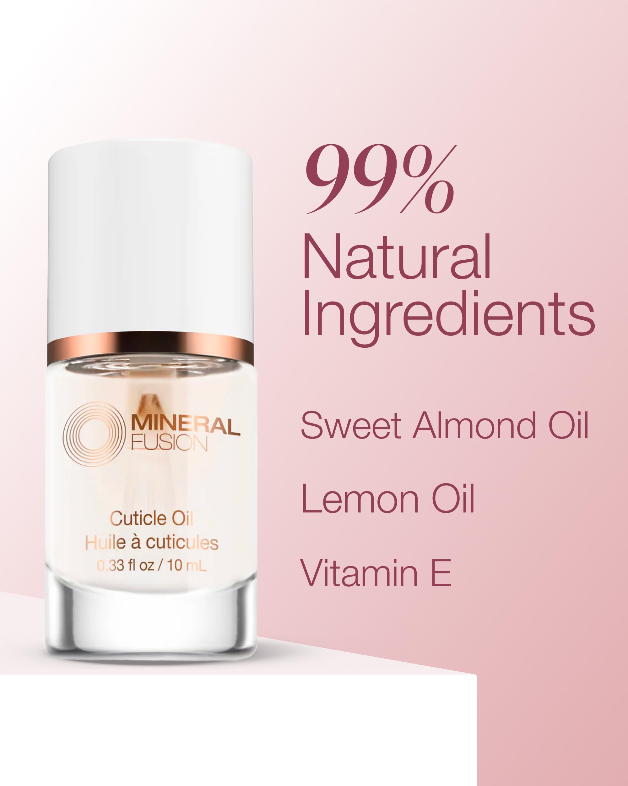 Mineral Fusion applied from bottle to cuticle demonstrating easy massage-in use for healthier-looking cuticles